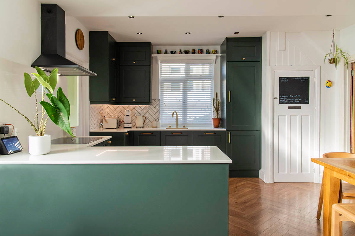 Past Projects: Hand-Painted Forest Green Kitchen